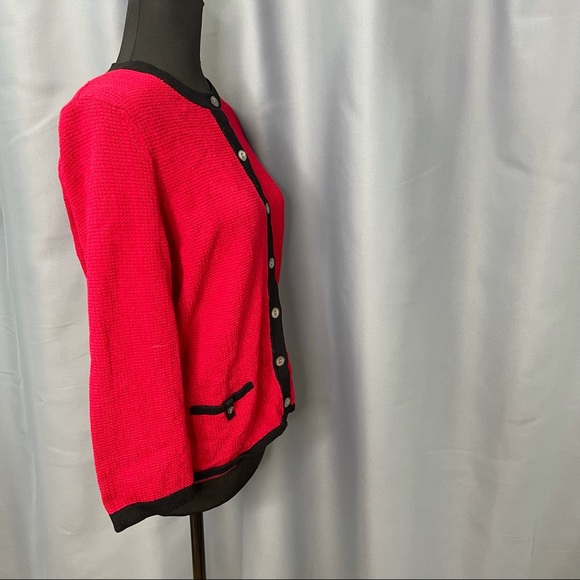 Jones New York - Red and black button down knit cardigan - Picture 3 of 6